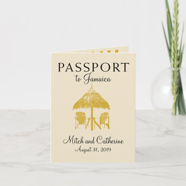 Runaway Bay Jamaica Passport Hochzeitseinladung Einladung (Vorderseite)