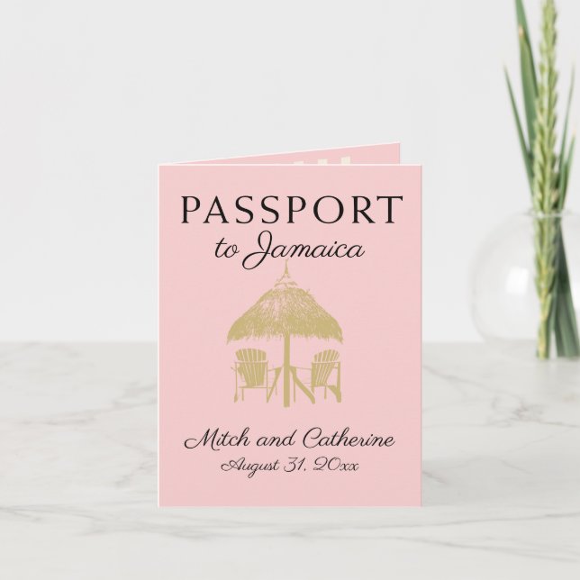 Runaway Bay Jamaica Passport Hochzeitseinladung Einladung (Vorderseite)