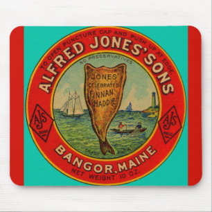 Rund 1900 Alfred Jones Sons Finnan Haddie-Label Mousepad