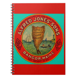 Rund 1900 Alfred Jones Sons Finnan Haddie-Label Notizblock