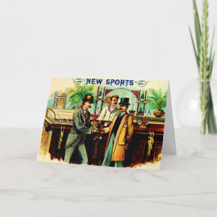 Rund 1900 New Sports Cigarren-Box-Label Karte