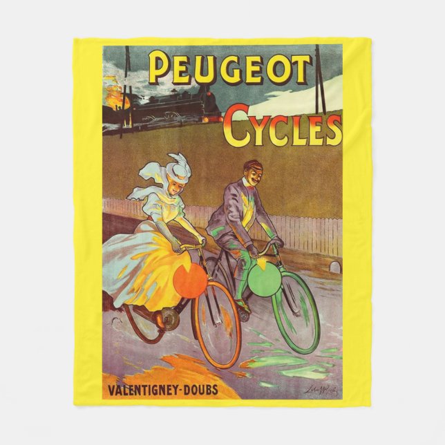 Rund 1900 Peugeot Fahrräder und Fleecedecke (Vorderseite)