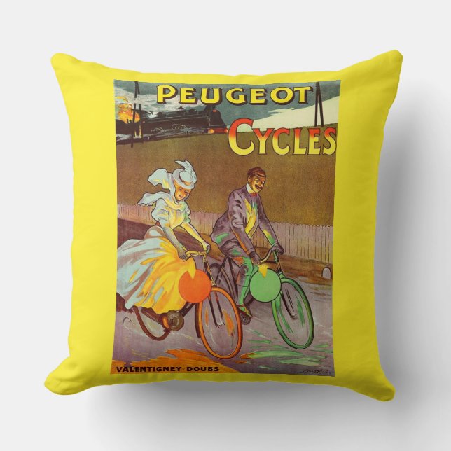 Rund 1900 Peugeot Fahrräder und Kissen (Vorderseite)