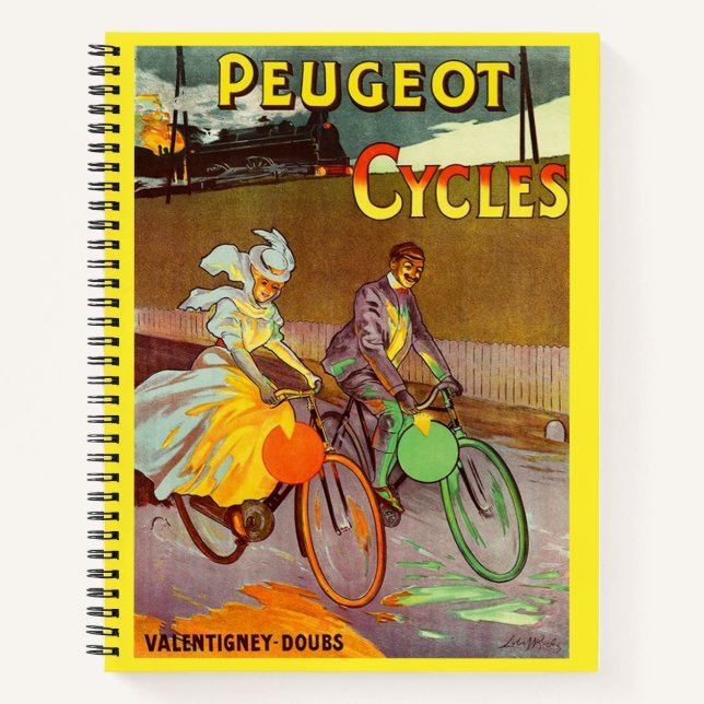 Rund 1900 Peugeot Fahrräder und Notizbuch (Vorderseite)