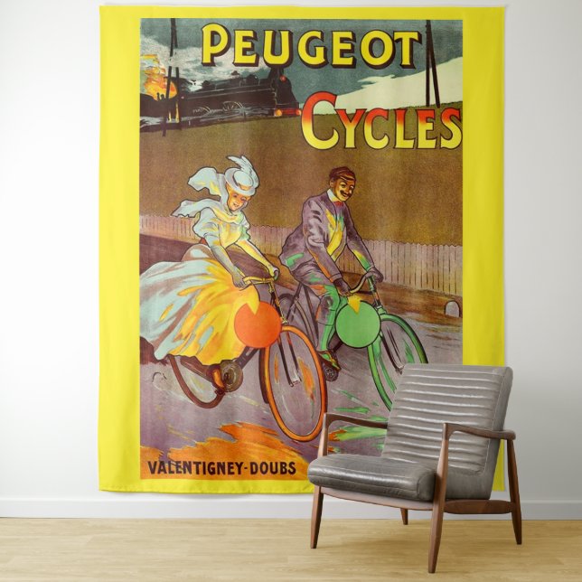 Rund 1900 Peugeot Fahrräder und Wandteppich (Beispiel)
