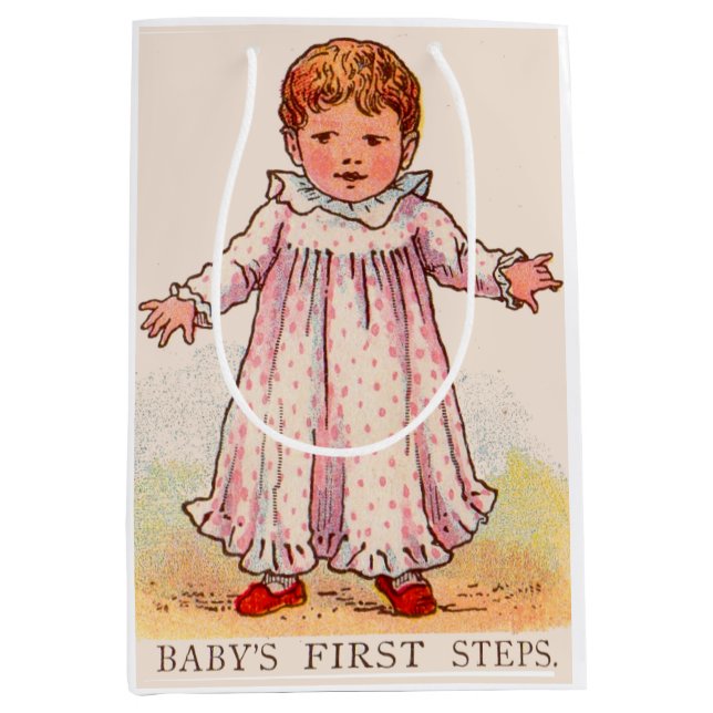 Rund 1910 Druck der ersten Schritte des Babys Mittlere Geschenktüte (Vorderseite)