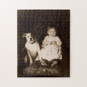 Rund 1910 Pitbull and baby RPPC