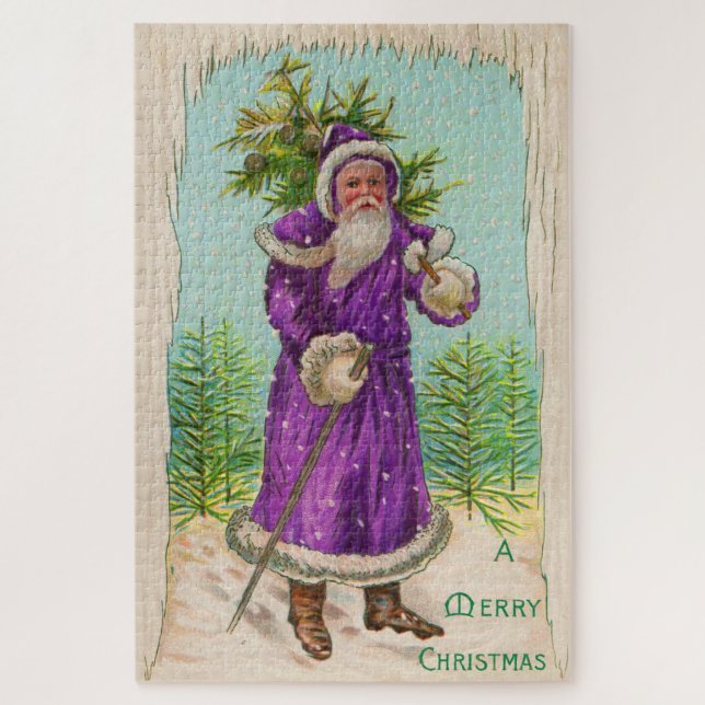 Rund 1910 Weihnachtsmann im lila Gewand (Vertikal)