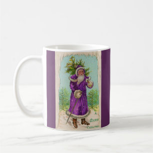 Rund 1910 Weihnachtsmann im lila Gewand Kaffeetasse