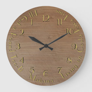 Rund Auch-Es rückwärtiges getragenes Holz Große Wanduhr