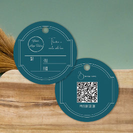 rund benzinblau mit Logo-Aufkleber Geschenkanhänger