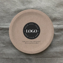 Rund Circle Custom Company Logo Rustic Kraft Pappteller