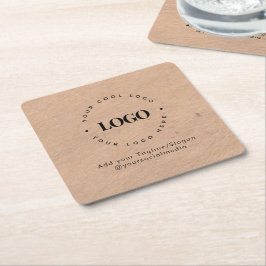 Rund Circle Custom Company Logo Rustic Kraft Rechteckiger Pappuntersetzer