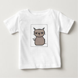 "Rund-Eared Brown-Gray Cat Cartoon Emoticon Burp Baby T-shirt