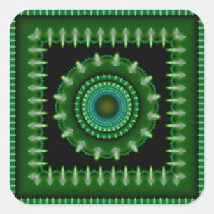 Rund farbige strahlende Ornamente Quadratischer Aufkleber
