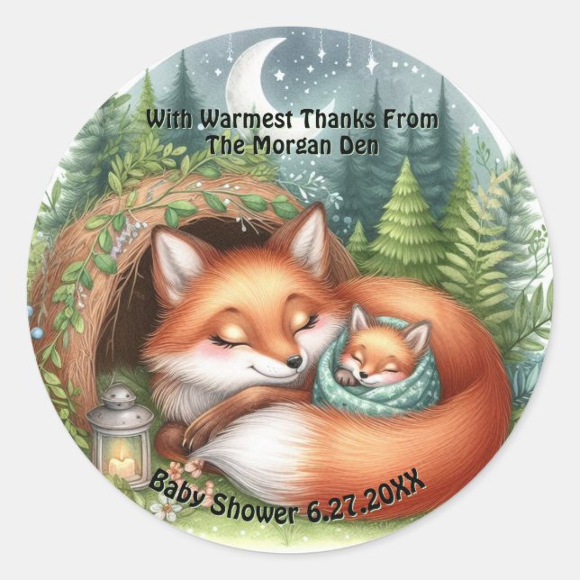 Rund gemütliches Woodland Tier Danke Stickers (Vorderseite)