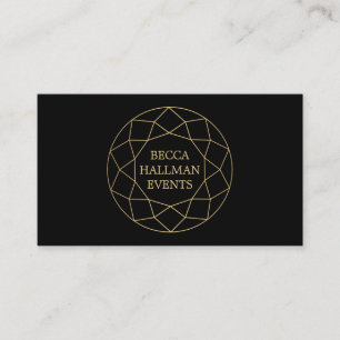 Rund geometrisches Edelsteinlogo Gold/Schwarz Visitenkarte