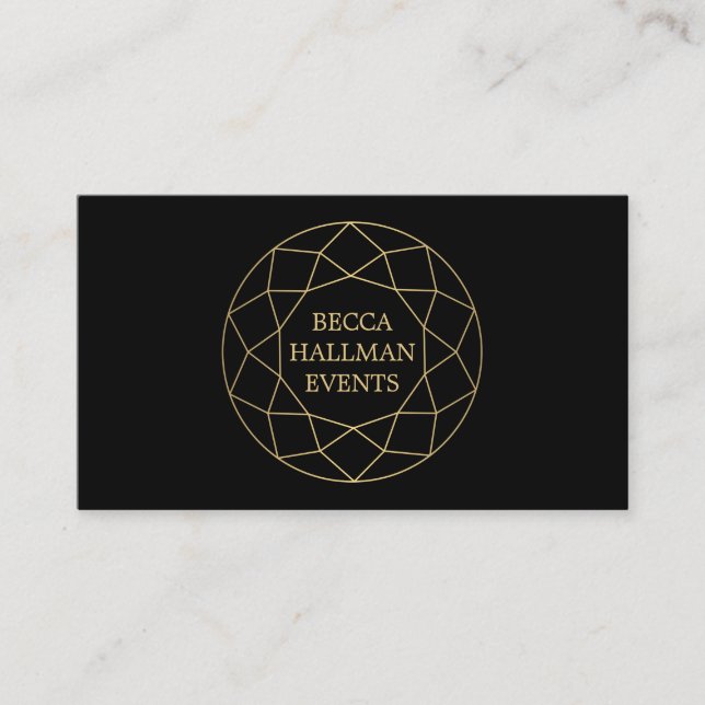 Rund geometrisches Edelsteinlogo Gold/Schwarz Visitenkarte (Vorderseite)