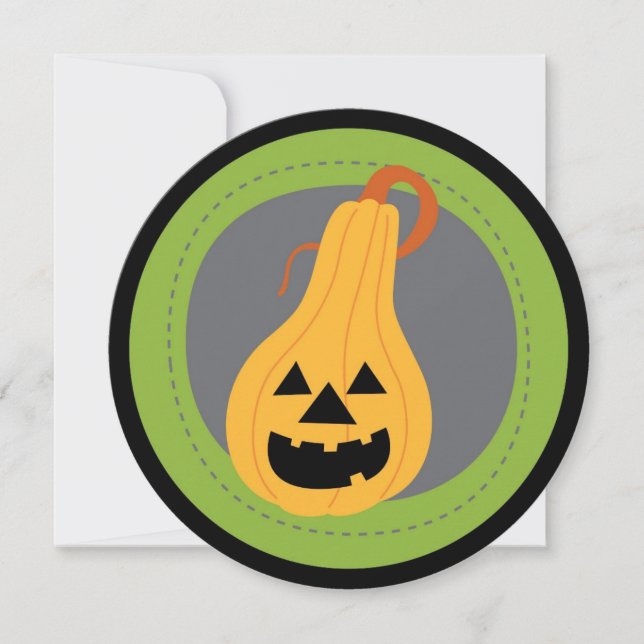 Rund gesteppte Kürbis Halloween-Einladungen Einladung (Vorderseite)