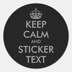Rund KeepCalm Aufkleber in grau personalisierbar