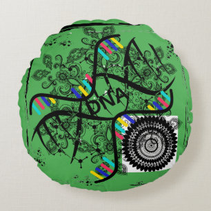 Rund-Kissen-DNA-Helix gemustert grün Rundes Kissen
