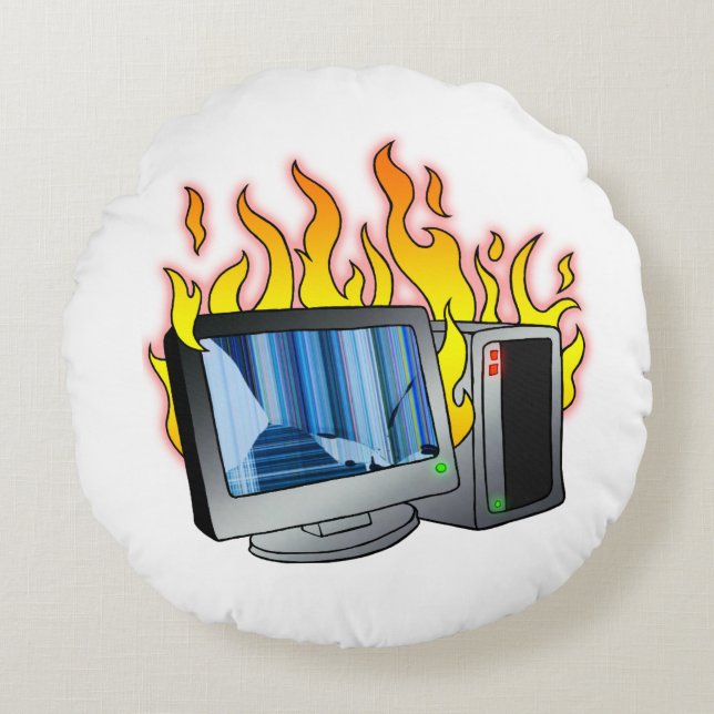 Rund-Kissen für das Computerfeuer Rundes Kissen (Vorderseite)