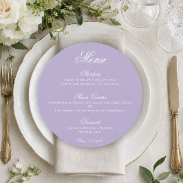 Rund Lavendel Einfache Kalligrafie Lila Hochzeit Menükarte