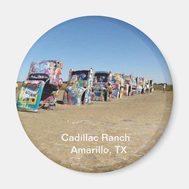 Rund, Magnet, Cadillac Ranch, Amarillo, Texas Mag Magnet (Vorne)