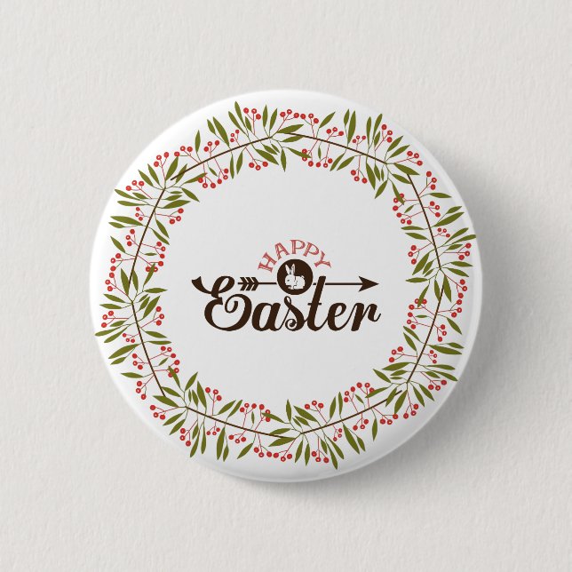 Rund rotes und grünes Blumenkränz mit sonniger Aus Button (Vorderseite)