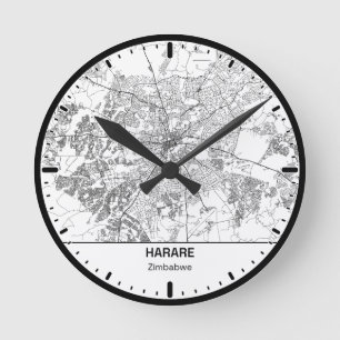 Rund Uhr Harare Clock City Line Art