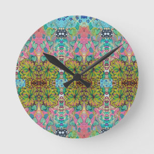 Rund Uhr - Herzen und Blumen