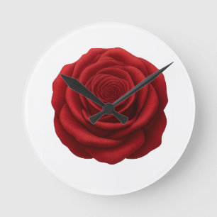 Rund Uhr - Rote Rosenblume