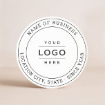 Rund um das Logo für das White Custom Business Getränkeuntersetzer<br><div class="desc">Ein beruflicher, individueller Untersetzer für Ihr Unternehmen mit Ihrem Logo-Design, gerahmt durch den Namen des Unternehmens mit Standort und Jahr etabliert. Andere Formulierungen wie ein Slogan oder eine Website könnten ebenfalls aufgenommen werden. Unter Anpassen / Weitere Anpassen können Sie die Kurve des runden Textes und die Schwarz-Weiß-Farben anpassen. Bitte kontaktieren...</div>
