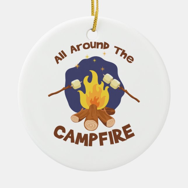 Rund um den Campfire Keramik Ornament (Vorne)