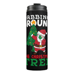 Rund um den weihnachtlich Zeichnend Cartoon trinke Thermosbecher