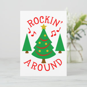 Rund um den Weihnachtsbaum rocken Feiertagskarte