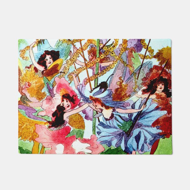 &quot;Rund um die Maypole&quot; Märchenkunst von M. T. Ross Fußmatte (Vorderseite)