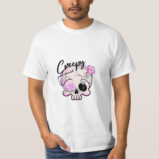 Rund um die Skull-Flora Pasta T-Shirt (Vorderseite)