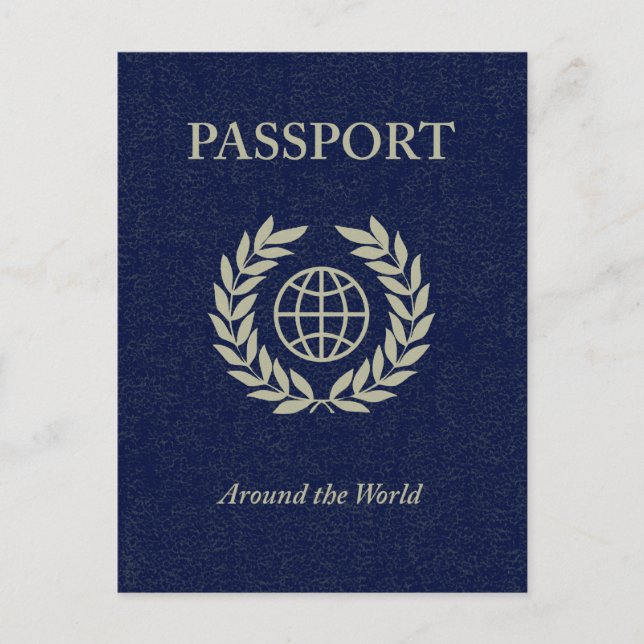 rund um die Welt: Reisepass Einladungspostkarte (Vorderseite)