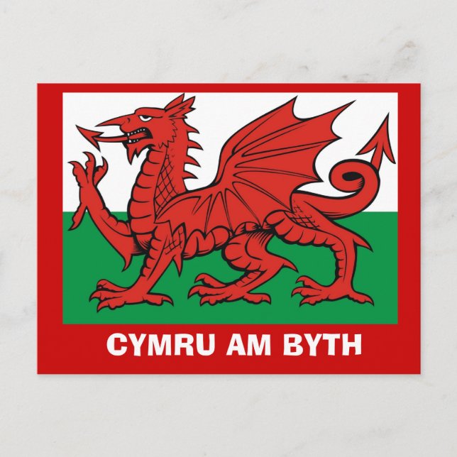 Rund um Großbritannien, Flag Wales, Cymru am byth Postkarte (Vorderseite)