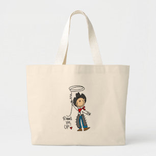 Rund um sie! Cowboy-Strichmännchen-Tasche Jumbo Stoffbeutel