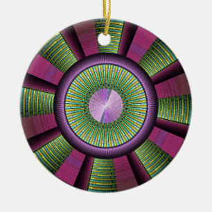 Rund und farbenfroh, modern dekoriert Fraktal Kuns Keramik Ornament