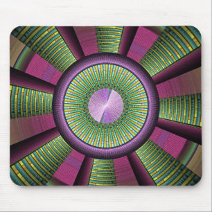 Rund und farbenfroh, modern dekoriert Fraktal Kuns Mousepad