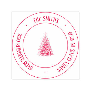 Rund-Weihnachtsbaum-Rücksende-Adresse-Stempel Permastempel