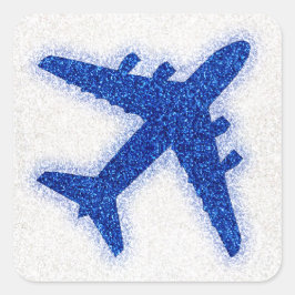 Rundaufkleber für den blauen Glitzer Quadratischer Aufkleber