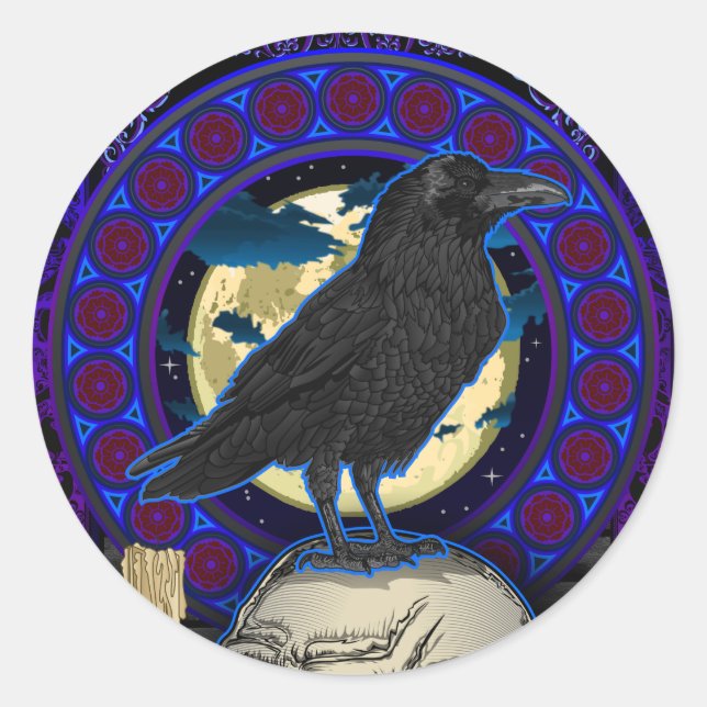 Rundaufkleber für die Crow- und Skull-Gotik Runder Aufkleber (Vorderseite)