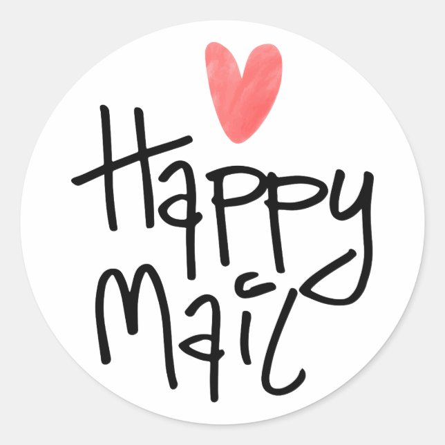 Rundaufkleber, Happy Mail mit Herz Runder Aufkleber (Vorderseite)