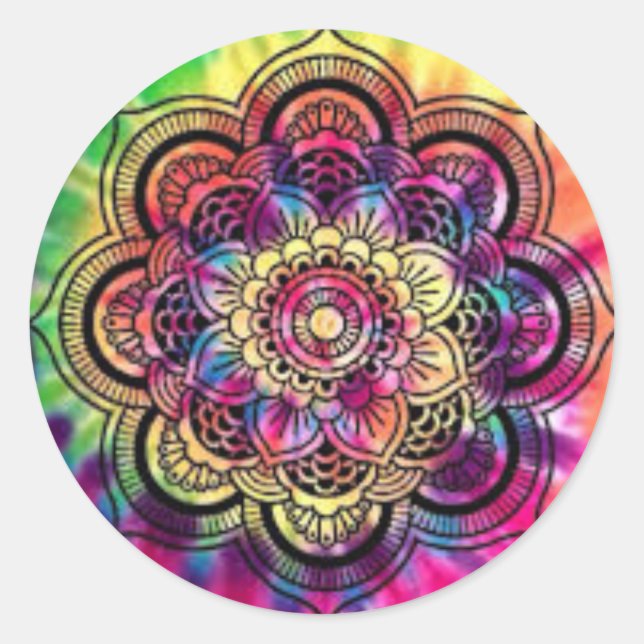 Rundaufkleber mit geometrischer gefärbte Krawatte Runder Aufkleber (Vorderseite)