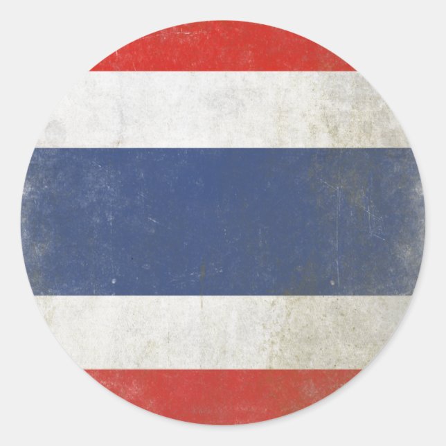 Rundaufkleber mit Not leidender thailändischer Fla Runder Aufkleber (Vorderseite)