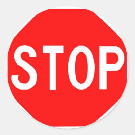 Rundaufkleber mit Stopp-Zeichen. Runder Aufkleber